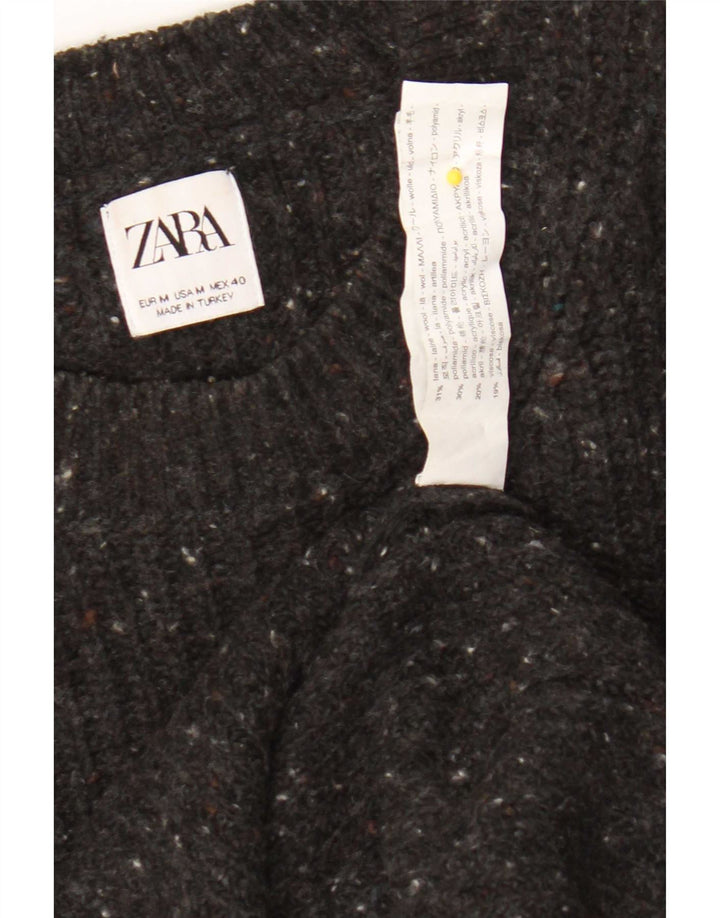 Zara Pull à col rond en laine mouchetée gris moyen pour homme