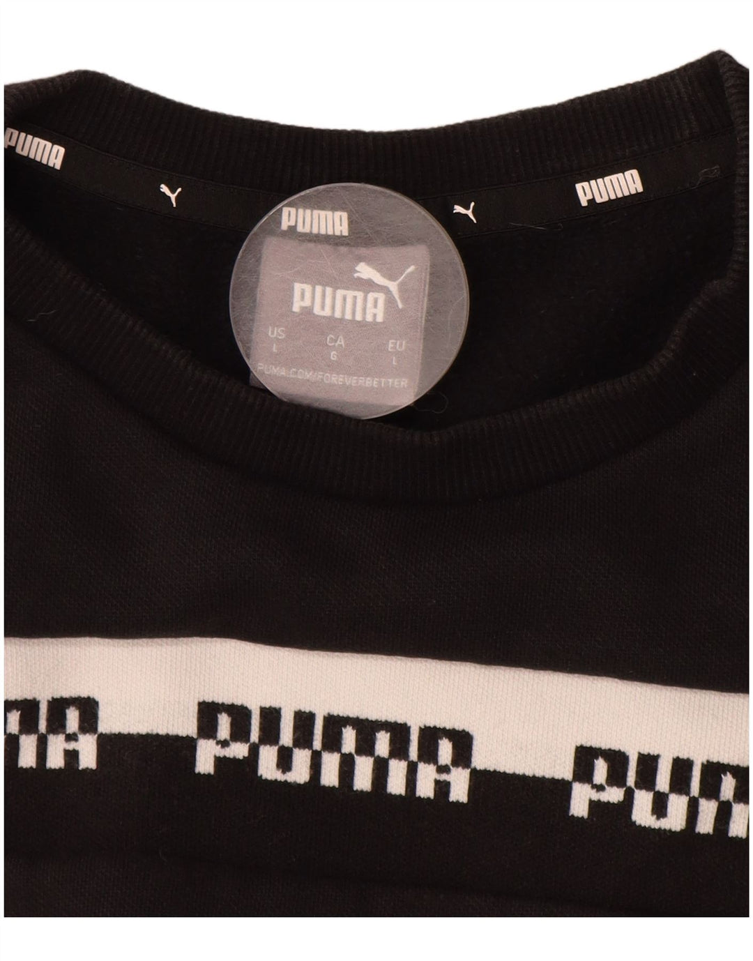 PUMA Sweat-shirt graphique pour homme en coton noir Taille L