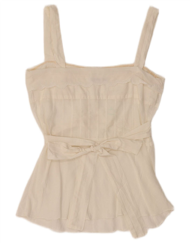 GUESS BY MARCIANO Chemisier court sans manches pour femme UK 8 Small Blanc