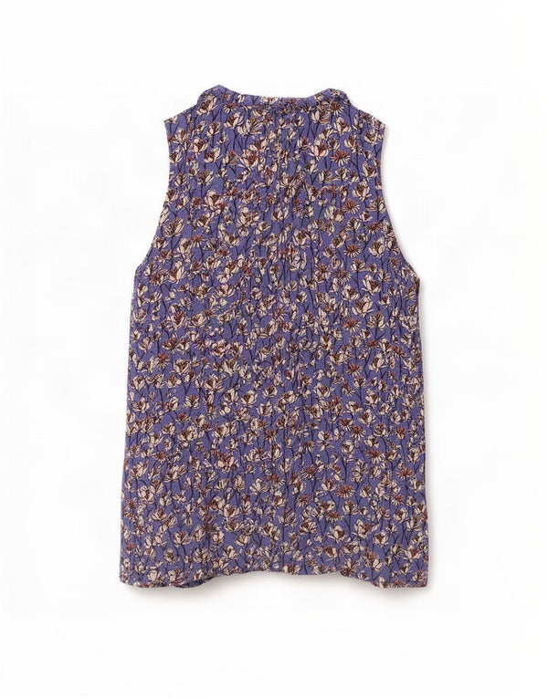 White Stuff Womens Sleeveless Shirt Blouse UK 8 Small Blue Floral Viscose