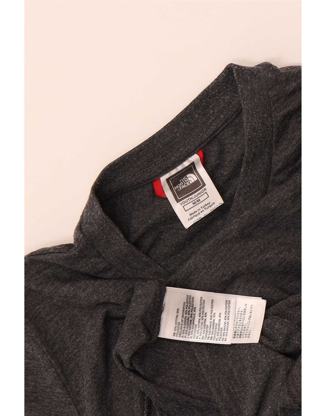 The North Face T-Shirt Top Garçon 9-10 ans Gris Moyen Coton