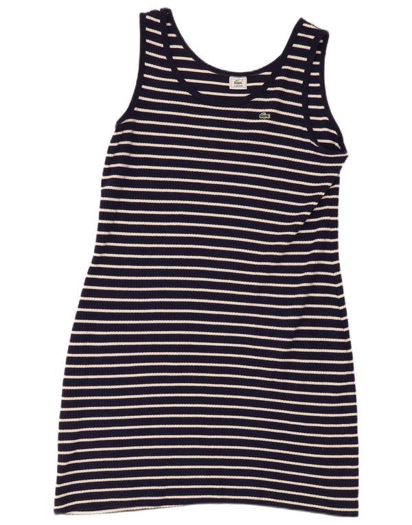 Lacoste Womens Sleeveless T-Shirt Dress Size 46 XL Navy Blue Striped