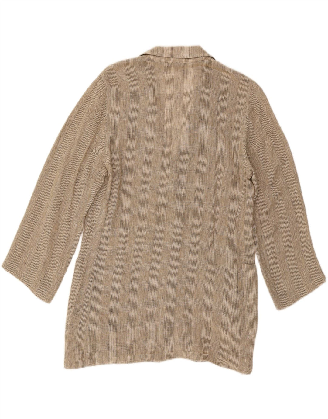 Max Mara Veste blazer longue pour femme UK 12 pied-de-poule beige moyen