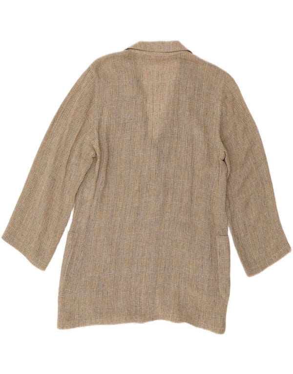 Max Mara Veste blazer longue pour femme UK 12 pied-de-poule beige moyen