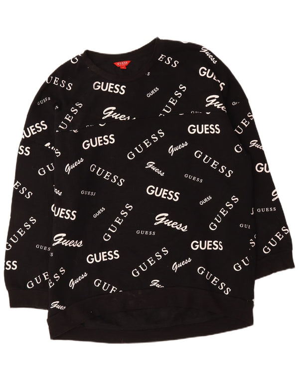 Guess Sweat-shirt surdimensionné graphique pour femme UK 18 XL Noir Coton
