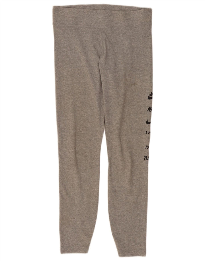 NIKE Leggings graphiques pour femmes UK 14 Grand coton gris
