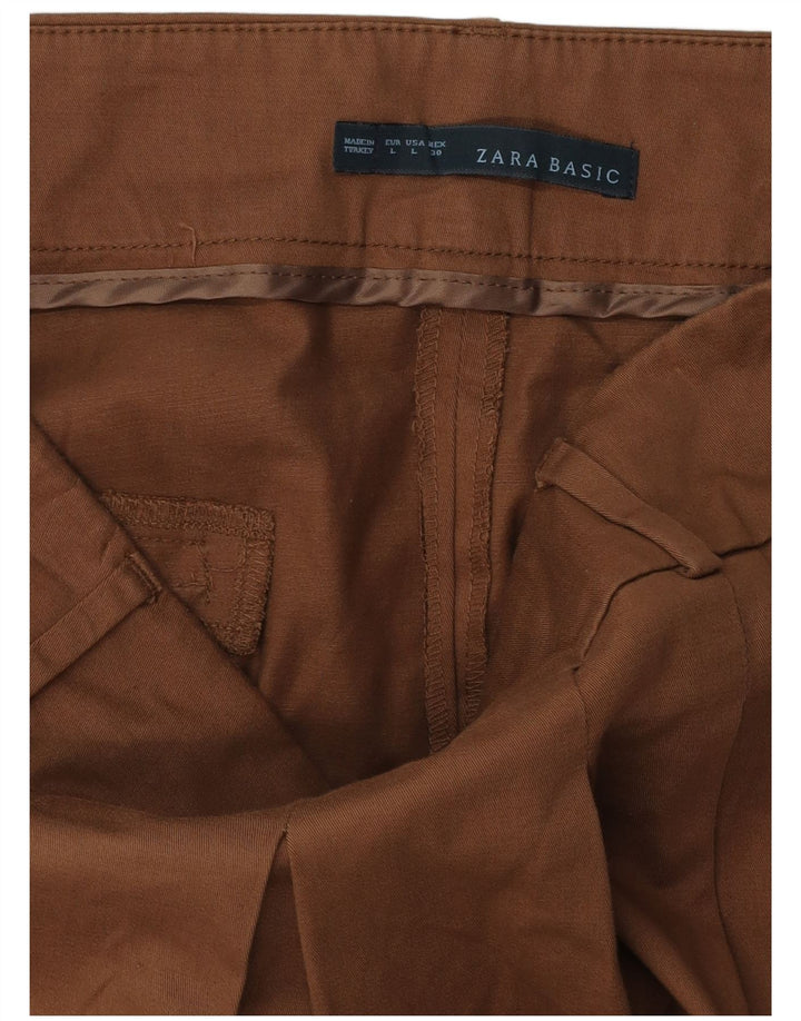 Zara Jupe trapèze plissée pour femme Large W34 Marron