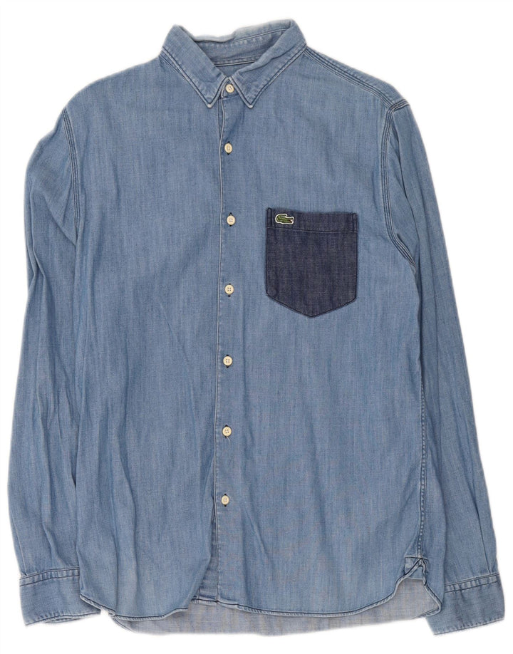 Lacoste Chemise en jean pour homme Taille 40 Coton colorblock bleu moyen