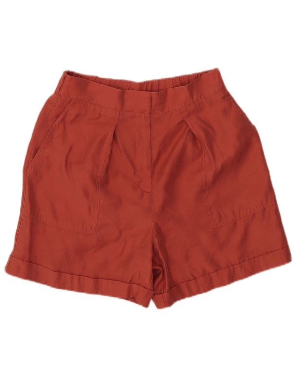 Zara Short Chino Taille Haute Pour Femme Petit W26 Orange Lyocell