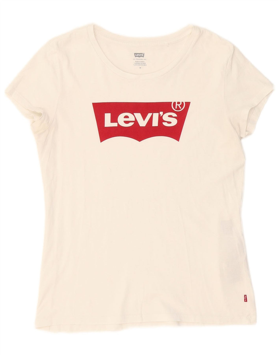 LEVI'S T-Shirt Graphique Femme UK 12 Coton Blanc Moyen