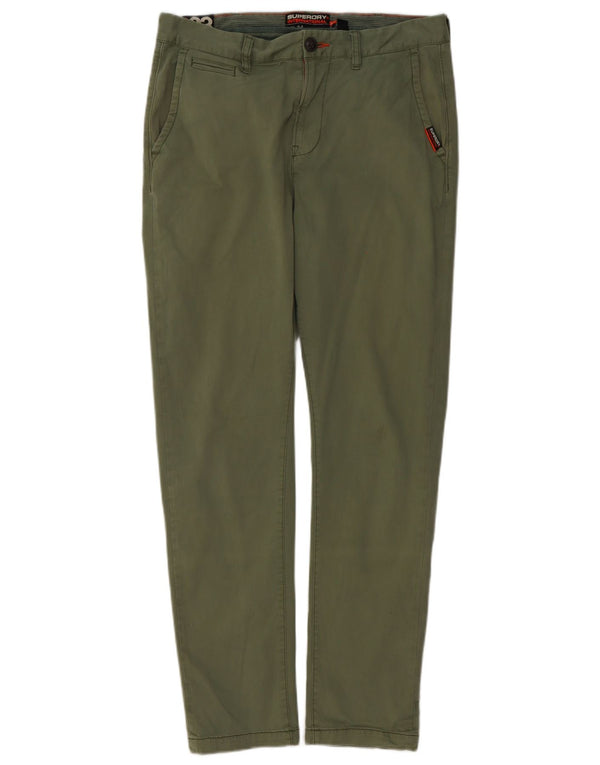 Superdry Pantalon Chino Slim Fit Homme W33 L32 Vert Coton