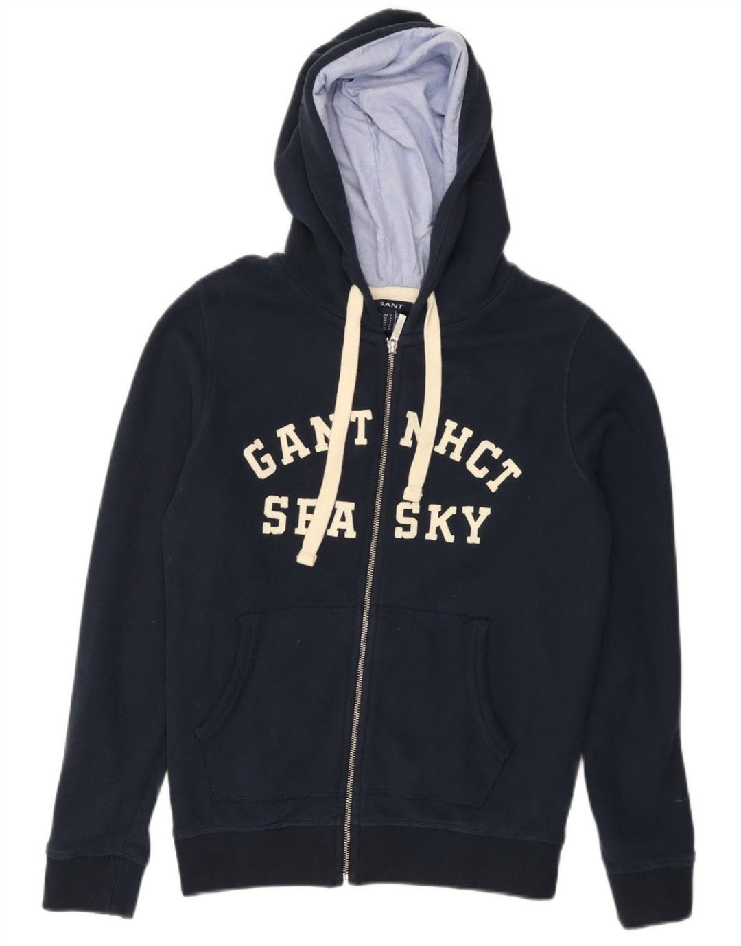 GANT Pull à capuche zippé graphique pour hommes, petit coton bleu marine