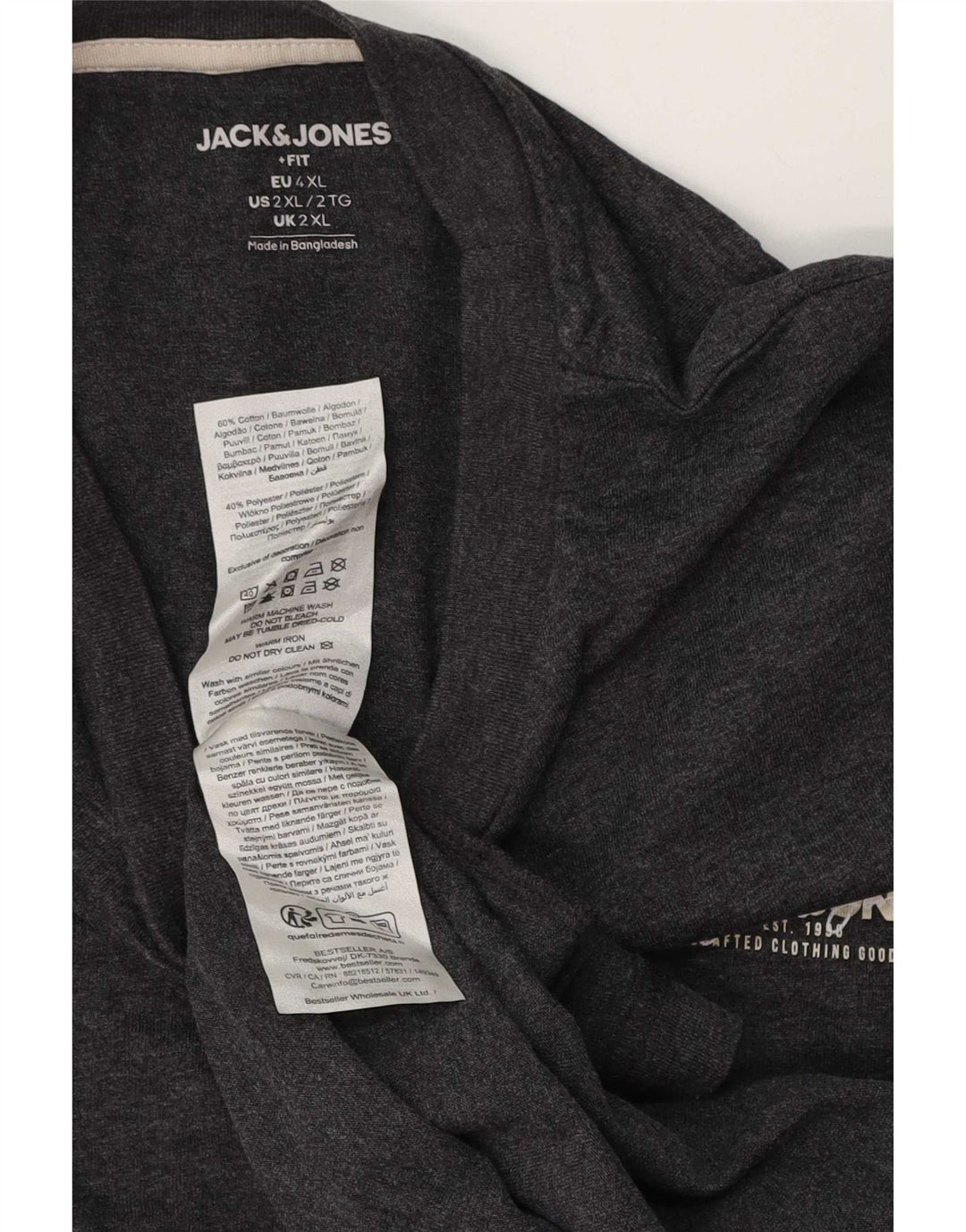 Jack & Jones Haut Homme Manches Longues 2XL Gris Coton