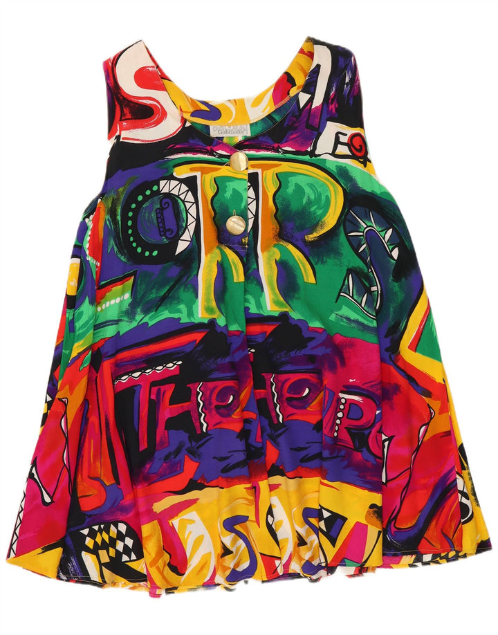 vintage Femmes Longline Loose Fit Blouse Top UK 14 Moyen Multicolore