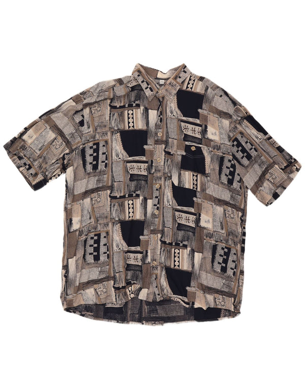 VINTAGE Chemise à manches courtes homme Taille 46 2XL Gris Patchwork