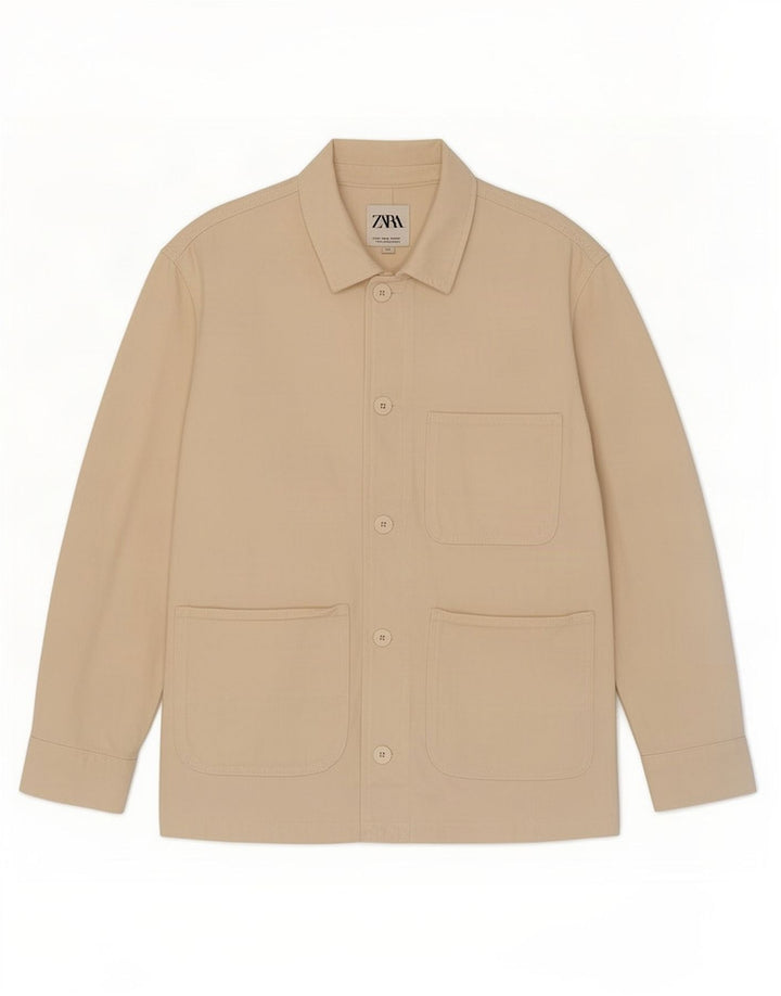 Zara Veste utilitaire pour femme UK 14 Medium Off White Cotton
