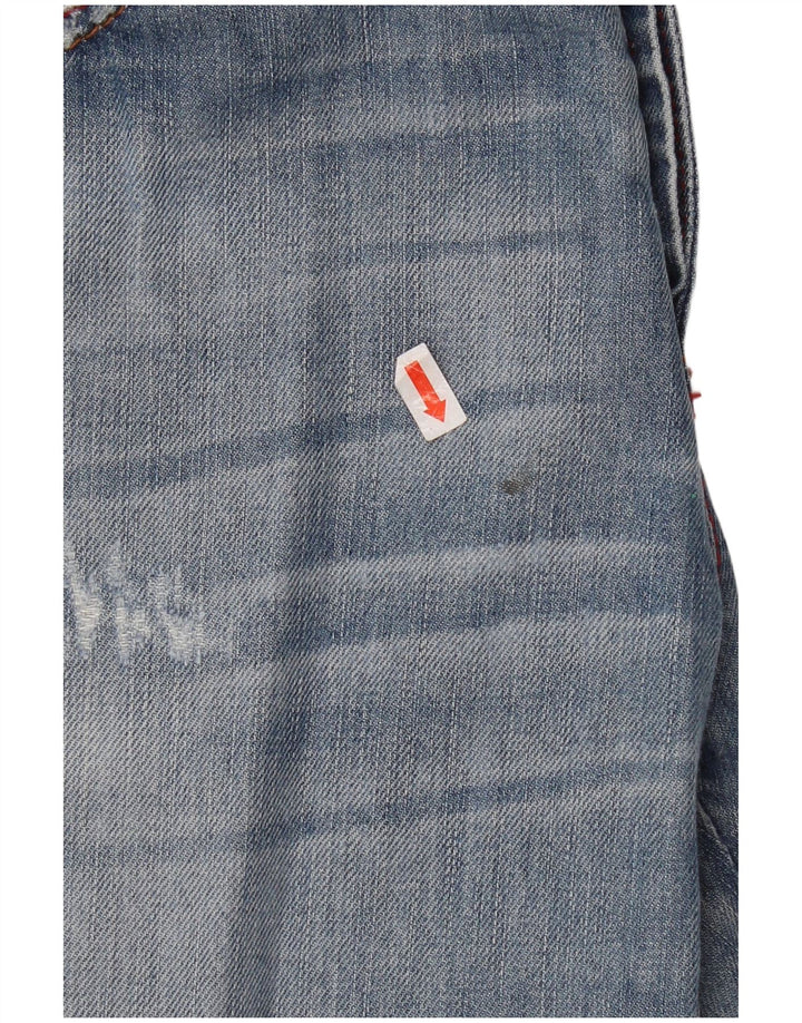 Benetton Short En Jean Coupe Ample Effet Déchiré W30 Bleu Moyen Femme