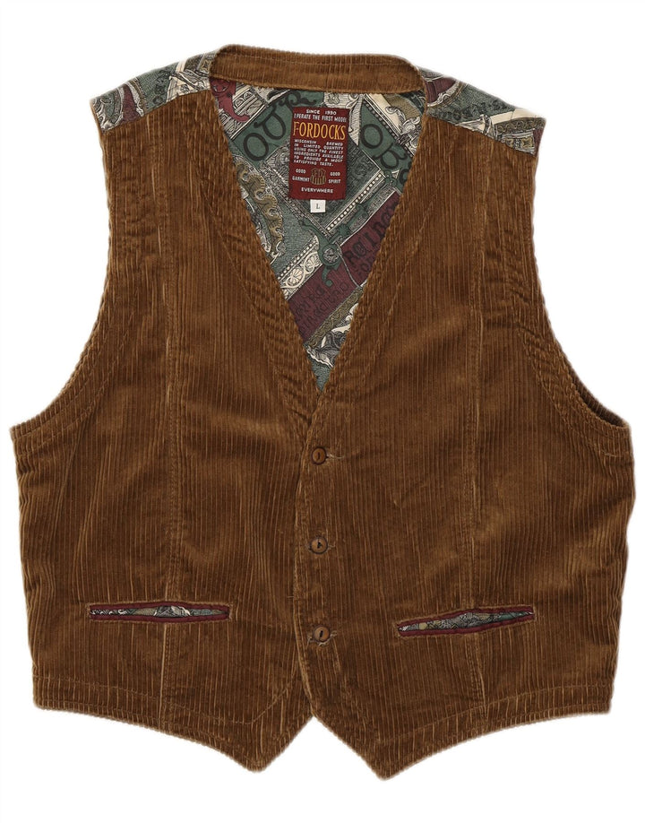 Fordocks Gilet en velours côtelé pour homme Large Marron Patchwork Coton