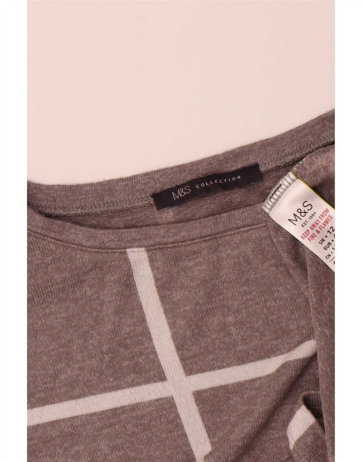 Marks & Spencer Haut à manches longues pour femme UK 42 Gris moyen à carreaux Viscose