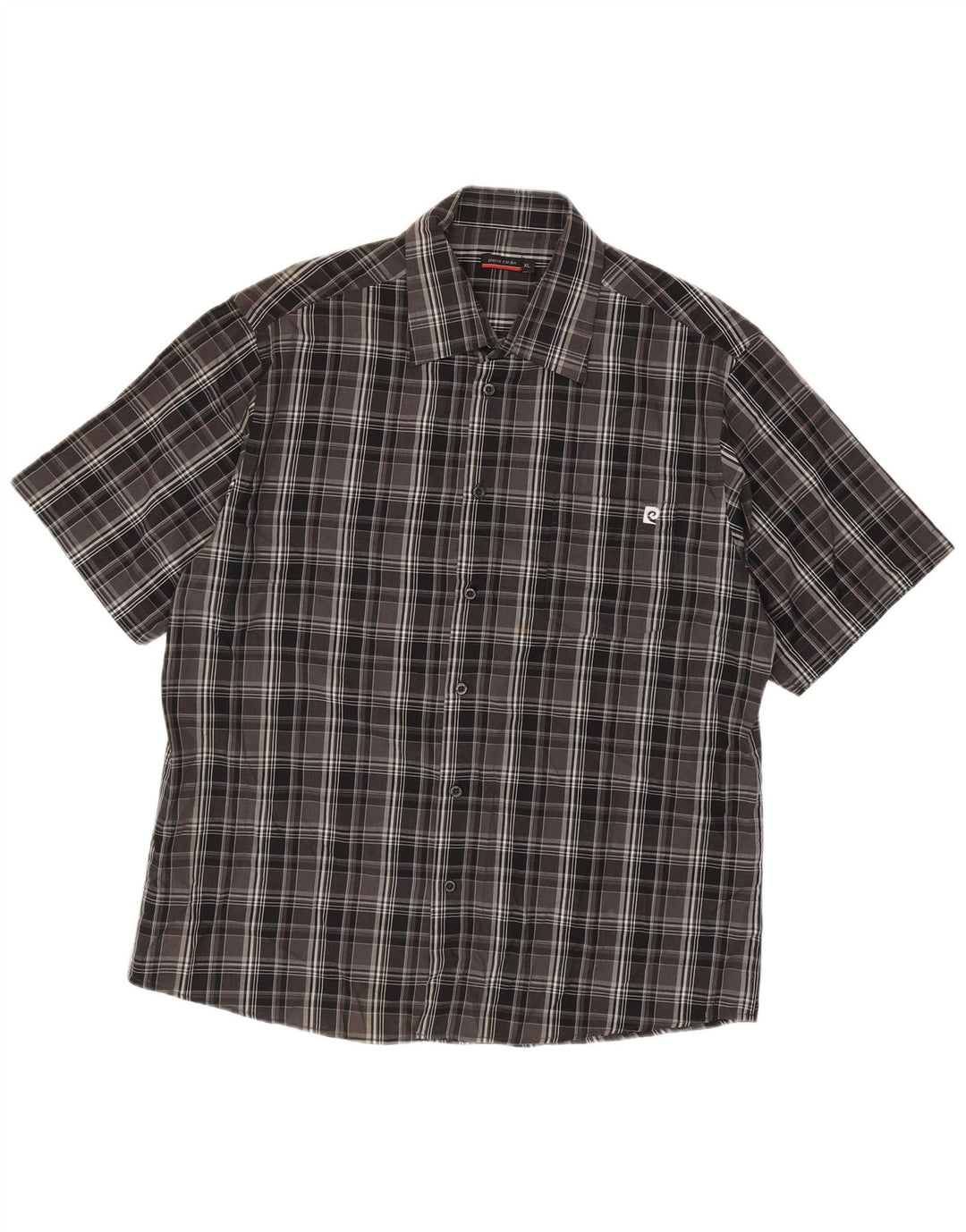 Pierre Cardin Chemise à manches courtes homme XL noir à carreaux polyester