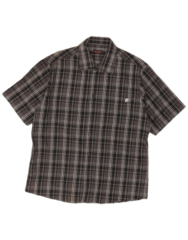 Pierre Cardin Chemise à manches courtes homme XL noir à carreaux polyester