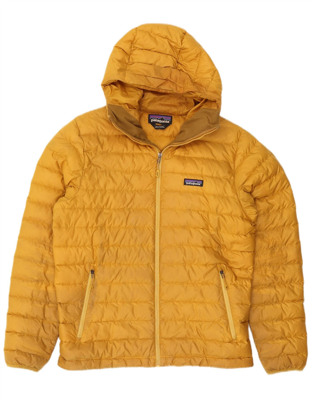 Patagonia Veste rembourrée à capuche pour hommes UK 38 Polyester jaune moyen