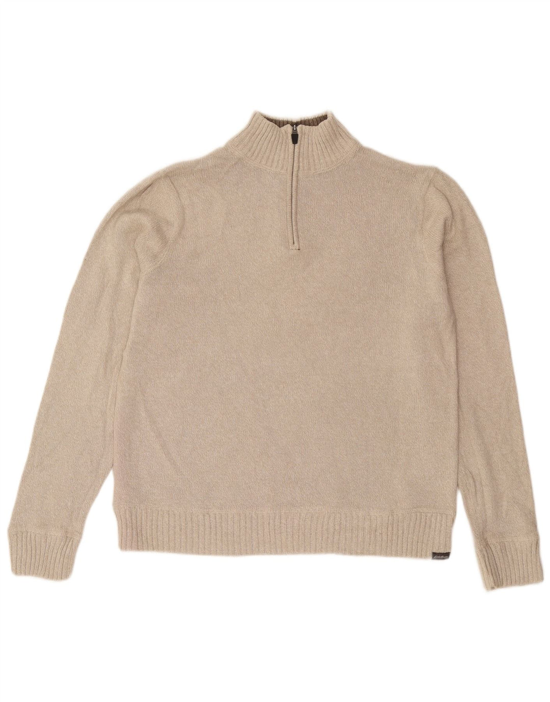 Eddie Bauer Pull à col zippé pour homme Grand coton beige