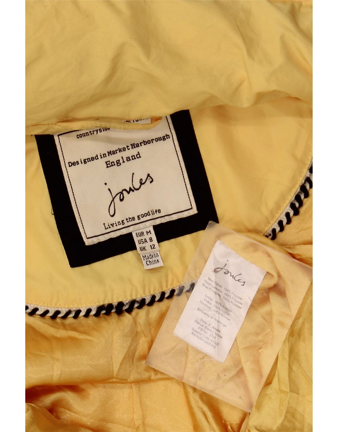 JOULES Imperméable Femme UK 12 Moyen Jaune Polyester