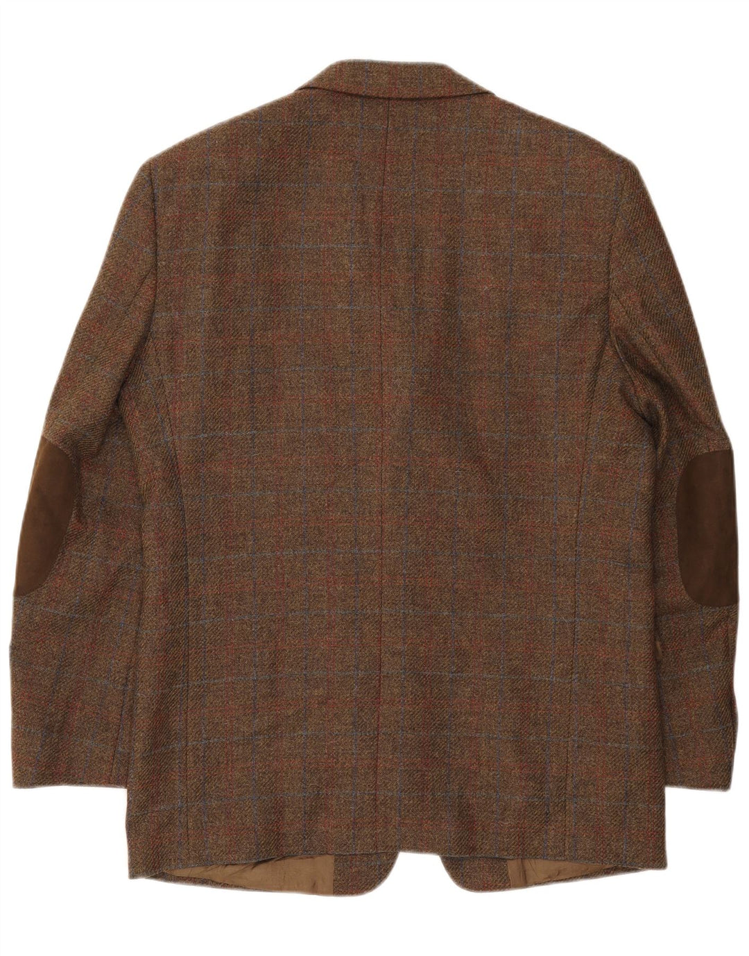 Gilberto Veste Blazer 3 Boutons pour Homme UK 40 Grand Carreau Marron Laine Vierge