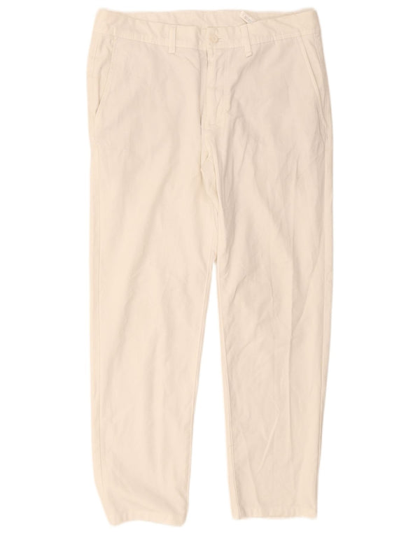 Zara Pantalon Chino Droit Homme EU 42 Large W32 L28 Polyester Blanc