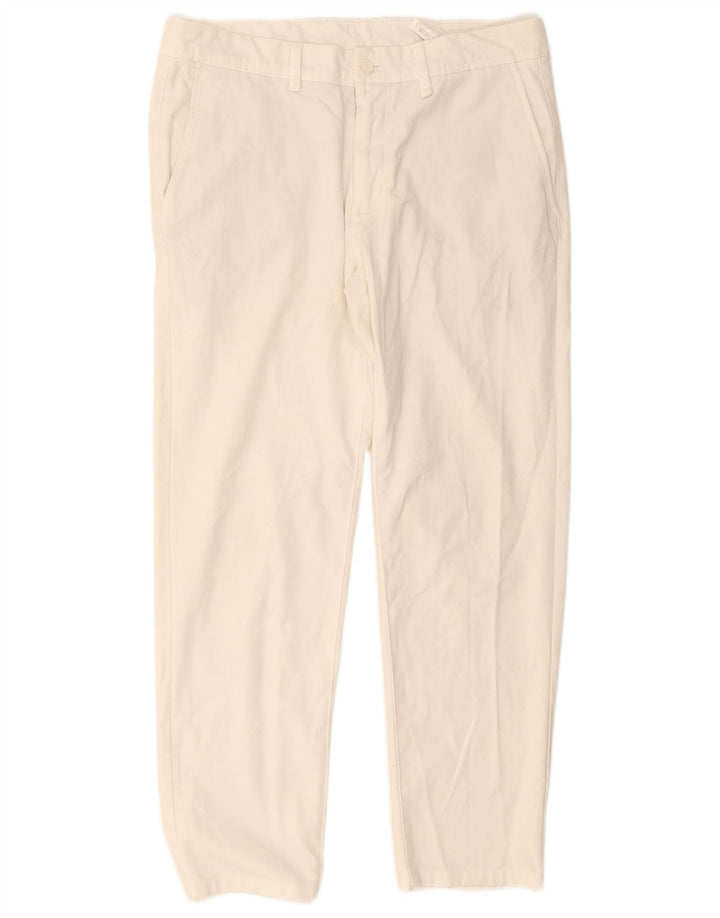 Zara Pantalon Chino Droit Homme EU 42 Large W32 L28 Polyester Blanc