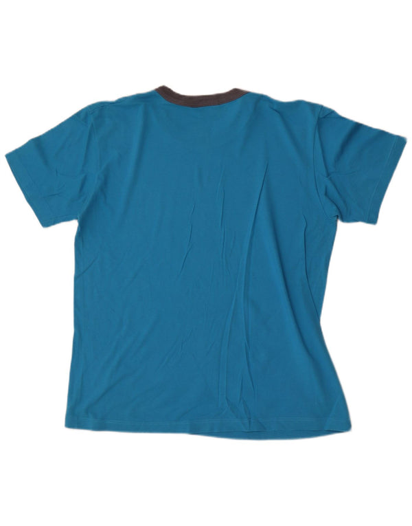 Diadora T-Shirt Homme Haut Large Bleu Colorblock Coton