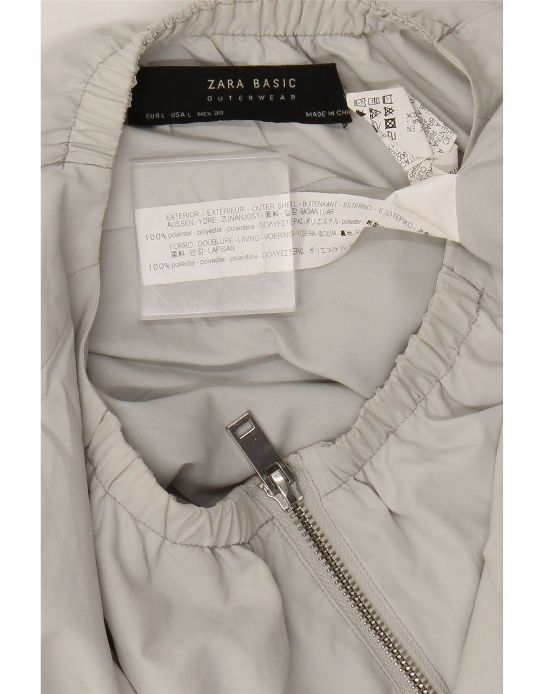 Zara Womens Bomber Jacket UK 16 Large Gris Polyester