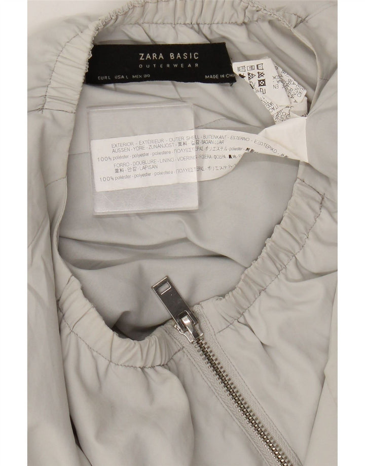 Zara Womens Bomber Jacket UK 16 Large Gris Polyester
