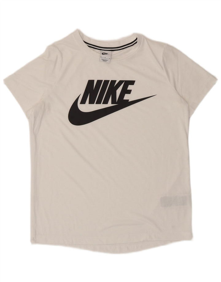Nike T-shirt graphique pour femme UK 14 Polyester blanc moyen