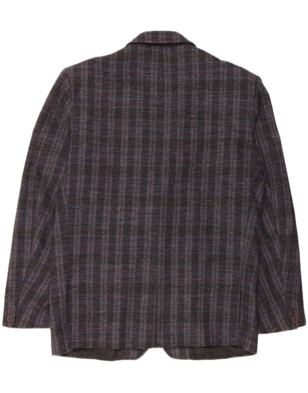vintage Homme 2 Bouton Blazer Veste UK 42 XL Bleu Marine Check