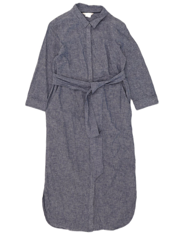 Robe chemise surdimensionnée à manches 3/4 Boden pour femme UK 10 petit lin bleu marine