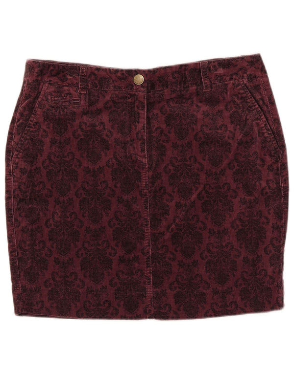 Marks & Spencer Jupe en velours côtelé pour femme UK 14 Large W33 Bordeaux Floral