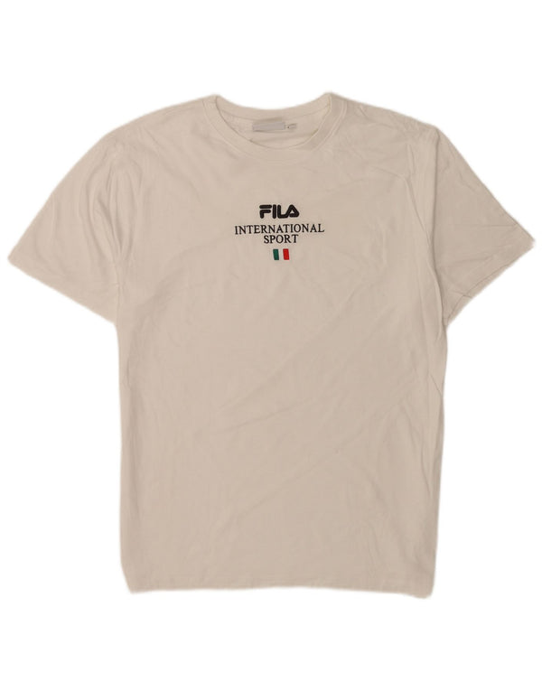 Fila T-Shirt Graphique Homme Blanc Moyen Coton