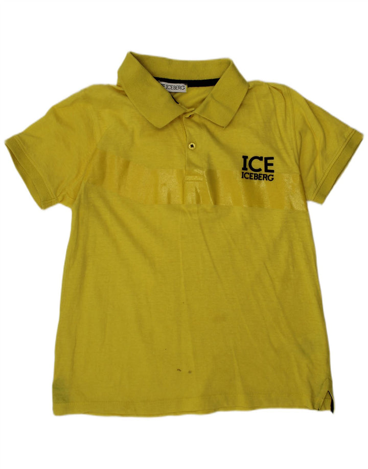 ICEBERG Polo Graphique Garçon 8-9 ans Coton Jaune Moyen