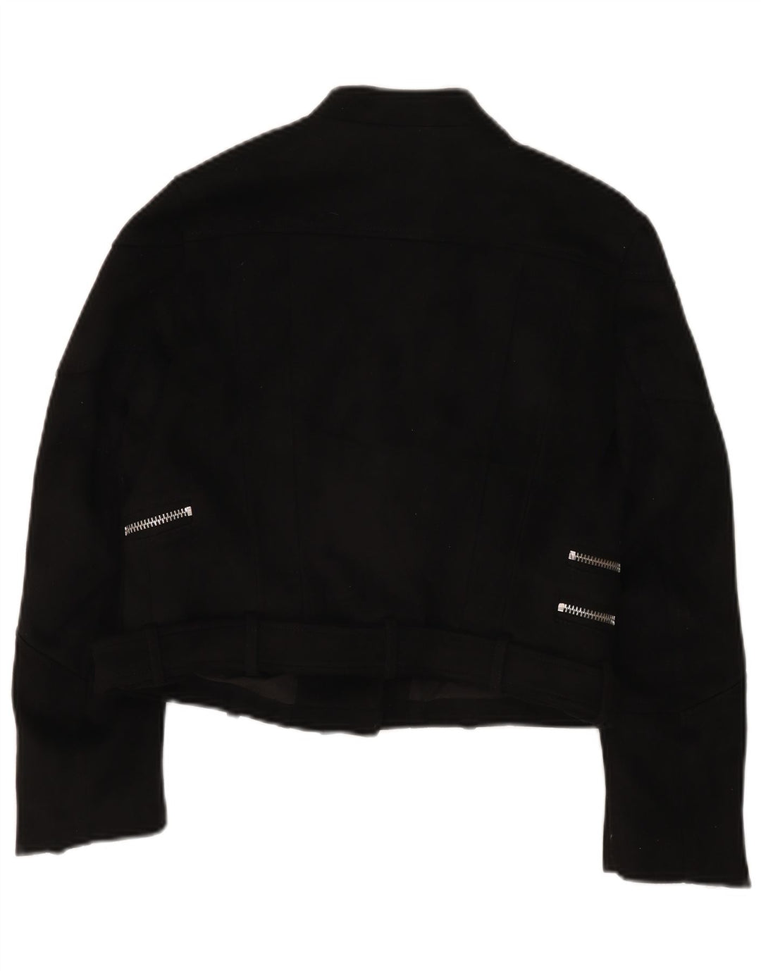 Zara Femmes Trafaluc Crop Biker Veste UK 12 Moyen Noir Polyester