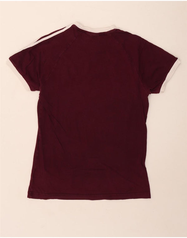 Adidas T-Shirt Femme Top UK 12 Coton Bordeaux Moyen