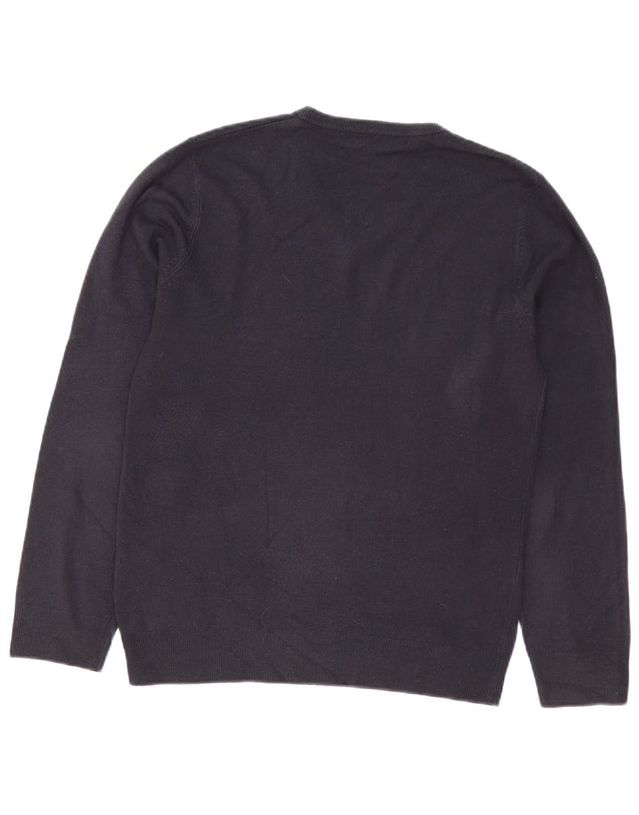 Marks & Spencer Pull à col en V Blue Harbour pour homme, petit, en acrylique bleu marine