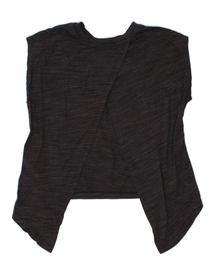 REEBOK Womens Crop Asymmetric Blouse Top UK 10 Small Grey Cotton Vintage Reebok and Second-Hand Reebok from Messina Hembry 