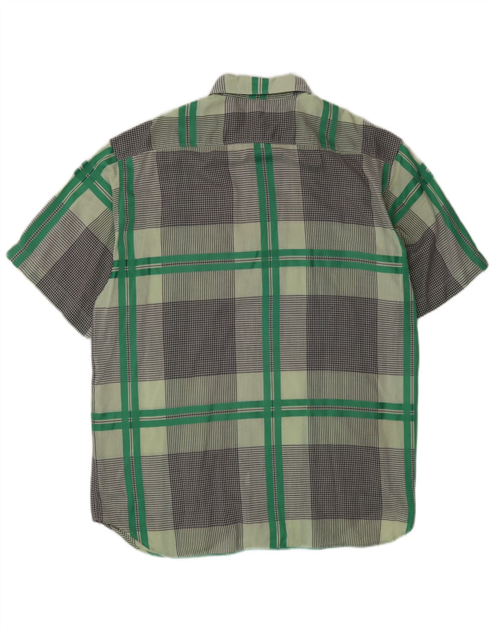 Pierre Cardin Chemise à manches courtes pour homme à carreaux vert moyen