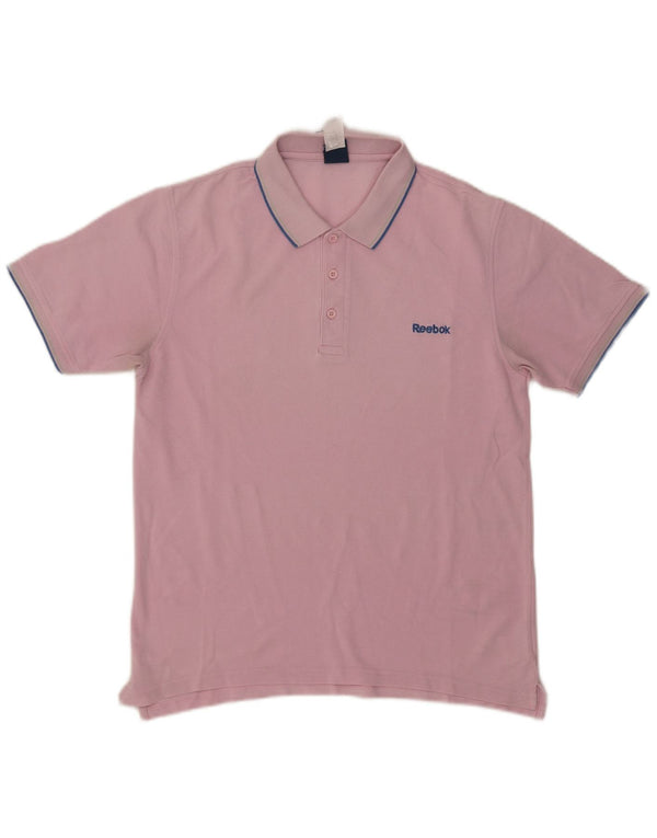 Reebok Mens Polo Shirt Medium Pink Cotton