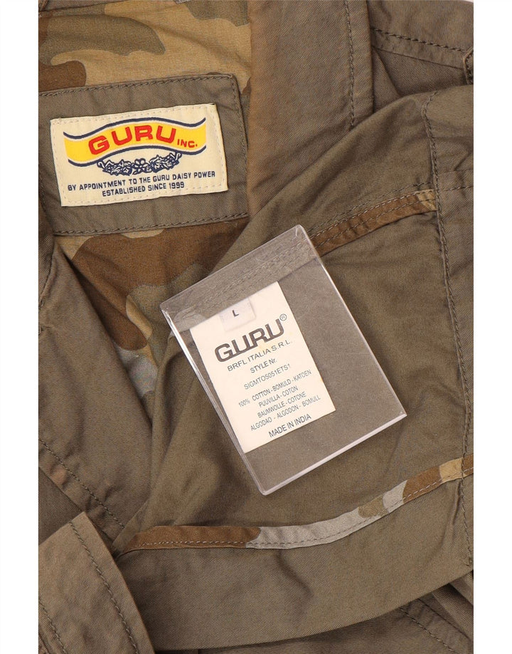 Guru Veste militaire graphique pour homme UK 40 Large Marron Coton