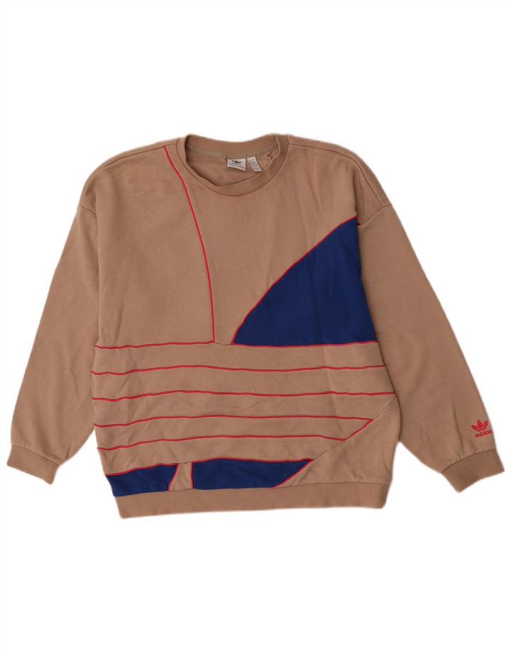 Adidas Sweat-shirt graphique pour femme UK 12 Beige moyen Colourblock