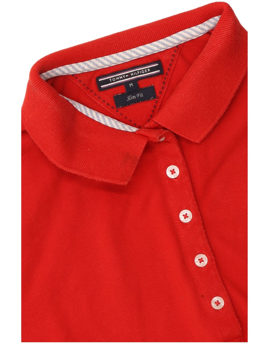 TOMMY HILFIGER Polo Slim Fit pour Femme UK 12 Rouge Moyen