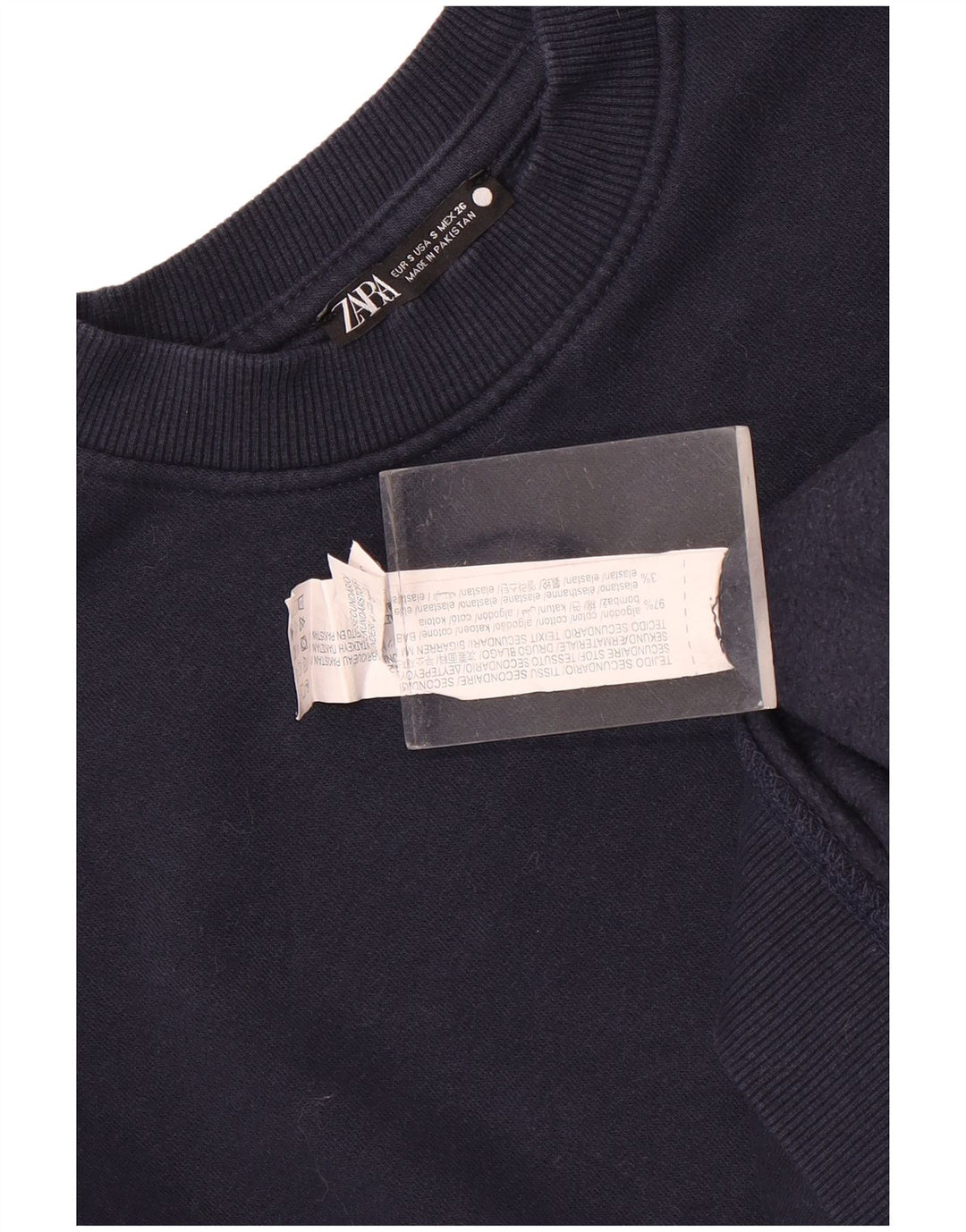 Zara Homme Sweatshirt Jumper Petit Bleu Marine Coton